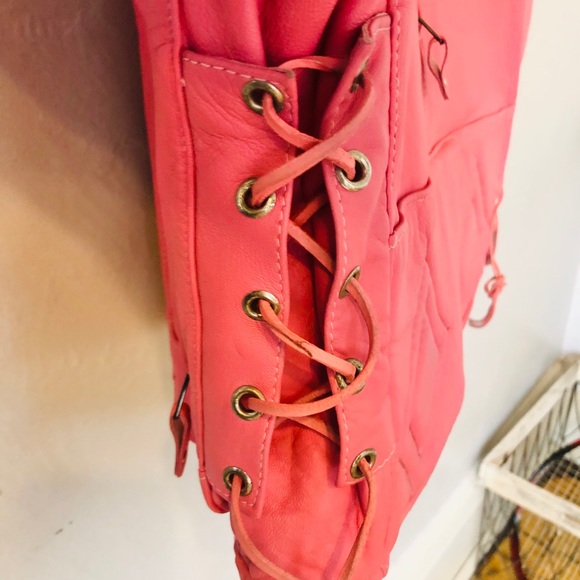 Leather king pink biker jacket w removable liner! - Picture 5 of 8